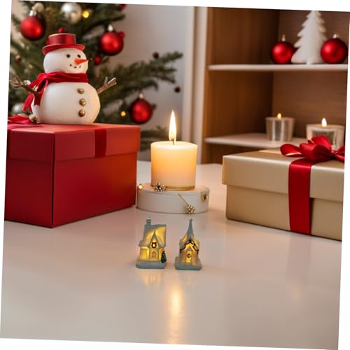 Casas Navideñas Iluminadas set de 4 miniaturas de resina regalo ideal de decoración interior 5
