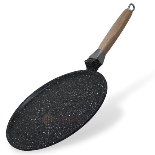 NAMAI - Padella Crepes 28 CM - Manico Removibile - Alluminio Pressofuso - Adatta In Lavastoviglie - Padella Per Crepes - Padella Per Piadina - No Induzione - Made In Italy (28CM MANICO SMONTABILE)