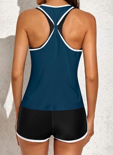 Image of Aleumdr Womens Athletic 3 Piece Tankini Swimsuits with Shorts Swim Tank Tops with Sports Bra and Boyshorts Bathing Suits