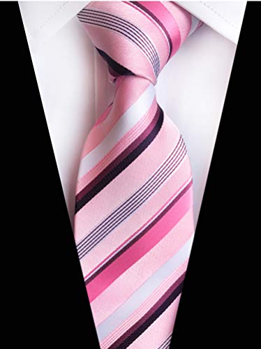 Image of Elfeves Men's Modern Striped Patterned Formal Ties College Daily Woven Neckties