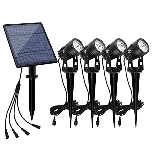 Aponuo Solar Spotlights Landscape Lights Low Voltage Outdoor Solar Spotlight Ip65 Waterproof 9.8Ft Cable Auto On/Off With 4 Cool White For Outdoor Garden Yard Landscape Downlight (4-In-1) #TOP18