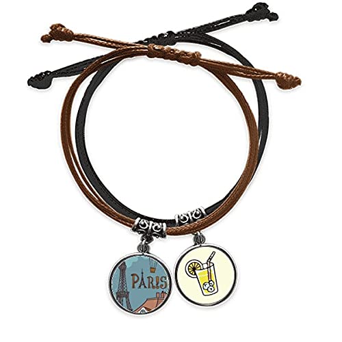 Bracelet France Tour Eiffel en cuir jaune pour sublimer vos tenues d'été