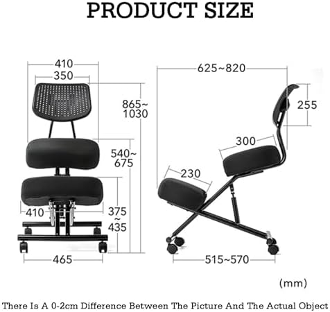 Ergonomic Kneeling Chair with Backrest and Wheels, Adjustable Height 540-675mm for Home & Office, Promotes Healthy Posture and Comfort