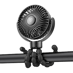 SMARTDEVIL Ventilador de Cochecito Flexible Silencioso, 3 Velocidades Ventilador Versátil USB Portátil con Batería para Cama de Bebé, Coche, Oficina, Camping, Bicicleta, Cinta de Correr (Negro)