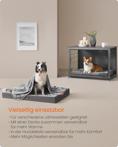 Feandrea Hundebett, Hundekissen waschbar, Hundematte abnehmbar, wasserdicht, 120 x 74 x 8 cm, Größe XXL, für große Hunde, Taubengrau PGW244G01