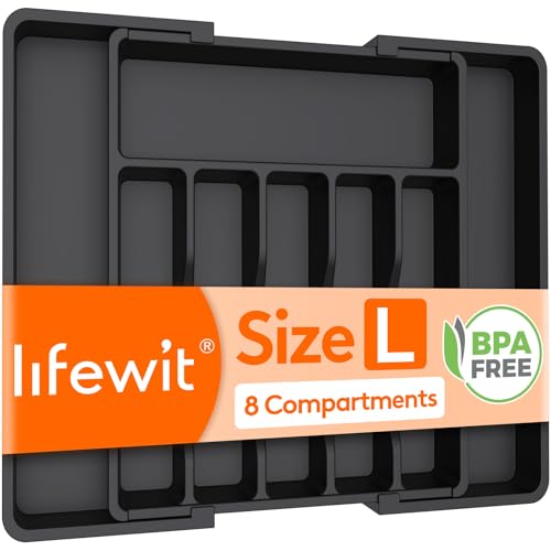 Lifewit Large Cutlery Drawer Organiser, Extendable Cutlery Tray, ...