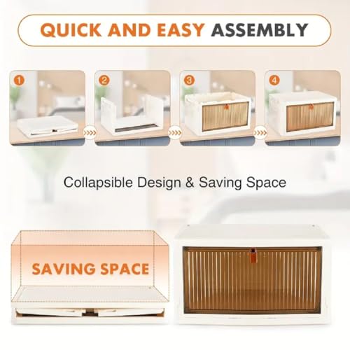 Image of YASONIC ๐ฎ ๐ง๐ถ๐ฒ๐ฟ Foldable Plastic Rack for Storage /Kitchen Cupboard /Versatile and Sturdy Wardrobe for Clothes /Multipurpose Storage Organizer /Closet for Bedroom /Living Room /Laundry Room (Beige)