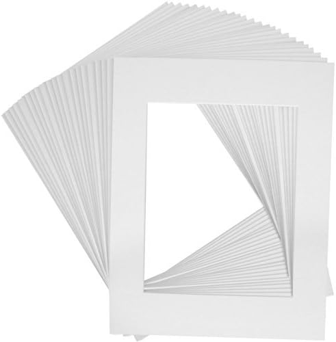 Mat Board Center Premier High Quality Crescent Acid-Free Pre-Cut 11x14 White Picture Mat Sets. Includes a Pack of 25 White Core Bevel Cut Matte for 8x10 Photos, Pack of 25 Backers and 25 Clear Bags by Mat Board Center