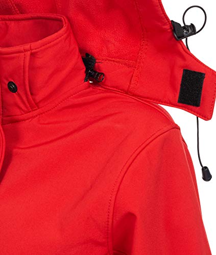 Rock Creek Damen Softshell Jacke Mantel Outdoor-Mantel Damenmantel Softshellmantel Winterjacke Wasserabweisend Kapuze Übergang D-423 Rot 5XL