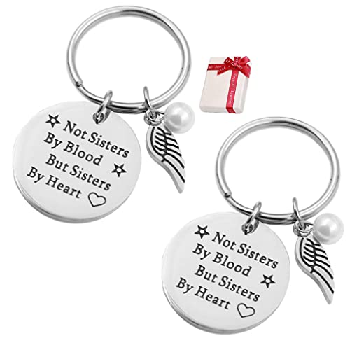Glecxuy Schwester Schlüsselanhänger Edelstahl, 2 Stück Beste Freundin Schlüsselanhänger Freundschaft Schlüsselringe Geburtstag Geschenk für Damen Frauen Cover