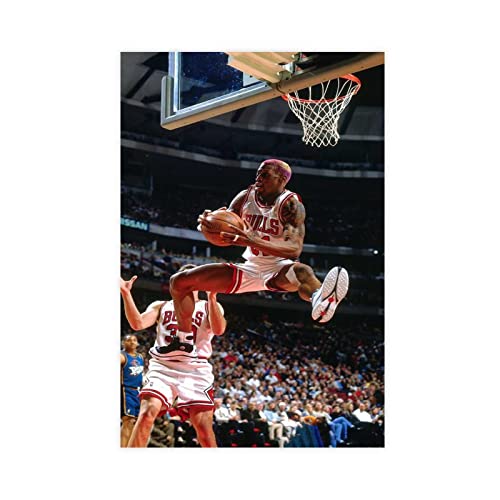 GUyfam Poster di Dennis Rodman con stella del basket (7), poster su tela, decorazione artistica da parete per soggiorno e camera da letto, 20 x 30 cm