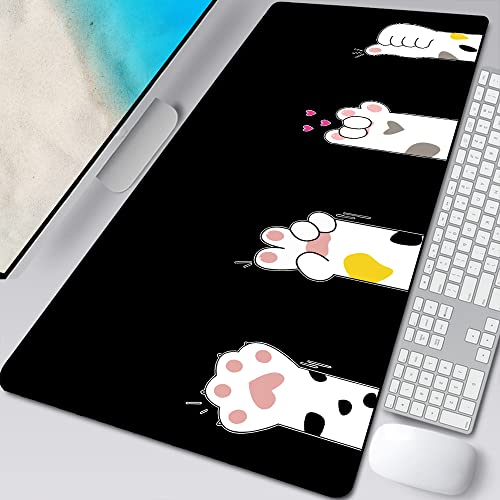 YuZiJiang Duża podkładka pod mysz anime różowa urocza łapa kota akcesoria do gier kawaii biuro klawiatura komputerowa podkładka pod mysz XXL PC gracz laptop biurko mata