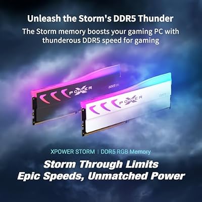 Silicon Power Storm DDR5 32GB (2x16GB) RGB 6400MT/s (PC5-51200) 288-pin CL32 1.4V UDIMM Desktop RAM Computer Memory w/Heatsink Gray SP032GXLWU64AFDK