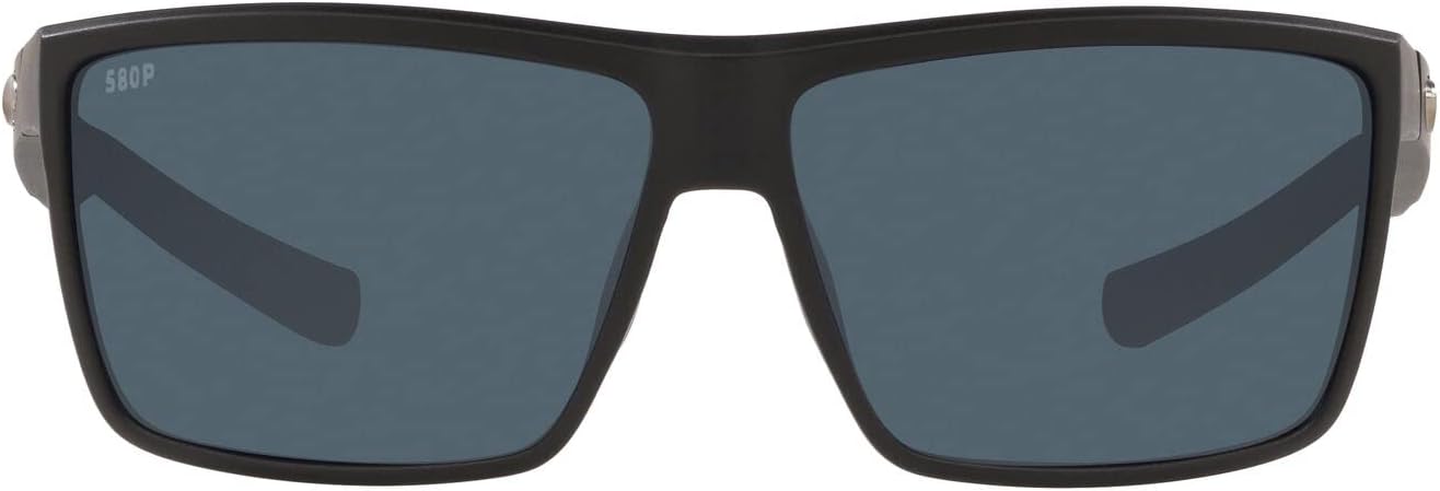 Costa Del Mar Men's Rinconcito Rectangular Sunglasses, Matte Black/Grey Polarized-580p, 60 mm