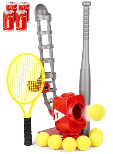 Image of zest 4 toyz Baseball Pitcher for Kids Electronic Pitcher Machine Toy with 5 Balls & Bat for Boys Outdoor Batting Practice Set