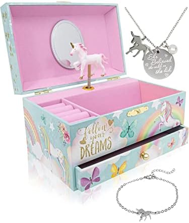 The Memory Building Company Unicorn Jewelry Box for Girls & Boys - Kids Music Box - Musical Jewelry Box for Little Girls - Christmas Gifts and Toys for Girls and Boys
