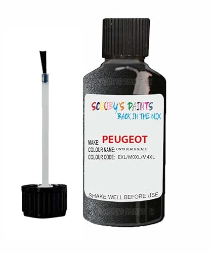 Scoobys Paints Back In The Mix Onyx Black Touch Up Paint For Peugeot 3008 Exl 2000-2016 30Ml Bottle Brush Scratch Stone Chip Repair Pen