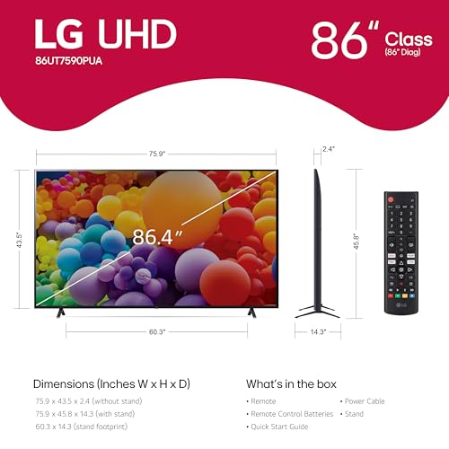 Image of LG 86-Inch Class UT75 Series LED Smart TV 4K Processor Flat Screen AI-Powered with Alexa Built-in (86UT7590PUA, 2024)