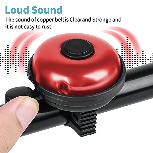 Xthuge Classic Bike Bell, Aluminum Bicycle Bell, Loud Crisp Clear Sound Bicycle Bike Bell for Adults Kids(Red-Left Hand Use)