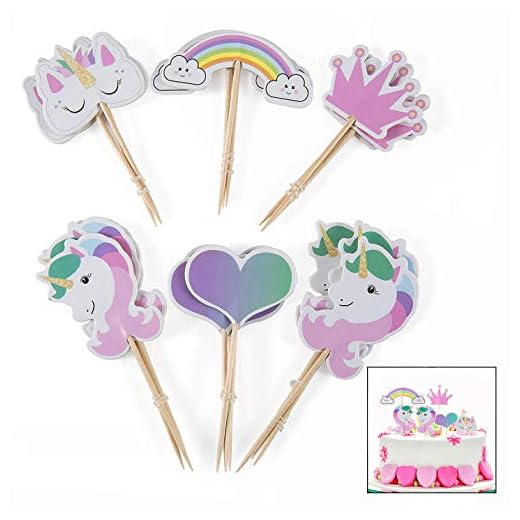 LHKJ 24 Pcs Cake Topper Pasteles con Forma de Arco Iris/corazón/Corona decoración de Tarta para Fiesta Boda y Tarta de cumpleaños ect