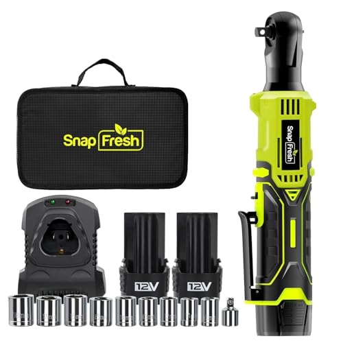 SnapFresh Cordless Electric Ratchet Wrench – 55 ft-lbs Torque, 12V Sub-Compact 3/8
