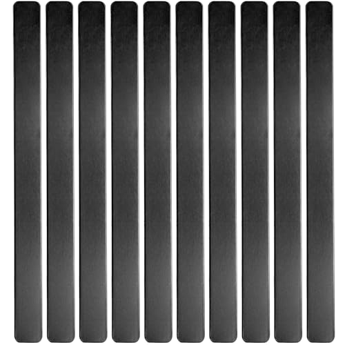 ABBECIAO 1/2' x 7' x 0.05' Anodized Aluminum Black Bracelet Blanks for Laser Engraving and Metal Stamping (Pack of 10)