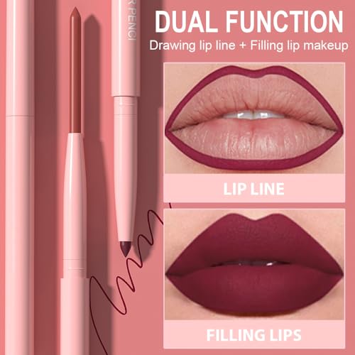 Image of evpct 6Pcs Retractable Lip Liner Pencils Set Pack for Shaping & Sculpting Lips, Ruby Mauve Red Rose Nude Pink Plum Purple Taupe Brown Creamy Matte Gel Lip Liner Lipliners Pencil delineador de labios