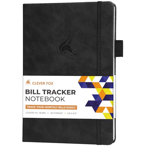 Clever Fox Bill Tracker Notebook – Monthly Bill Payment & Home Finance Organizer with Pocket – Efficient Budget & Expense Planner – Ledger Book to Manage Paying Bills for Saving Money (Black)