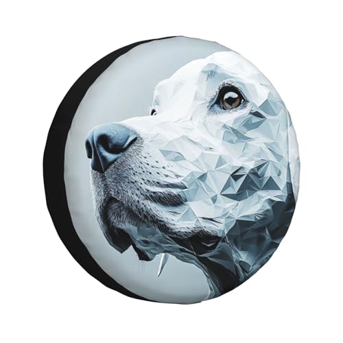 Copertura per pneumatici di scorta in gesso bianco con cane, impermeabile, antipolvere, universale, adatta per rimorchi, camper, SUV, camion, camper, 35,5 cm