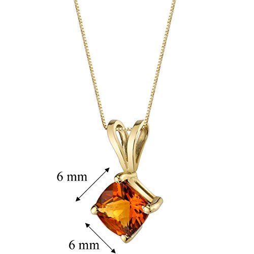 PEORA 14K Yellow Gold 1 Carat Citrine Pendant for Women, Genuine Gemstone Classic Solitaire, AAA Grade Cushion Cut 6mm, November Birthstone Necklace, Real Citrine, w/Jewelry Box3