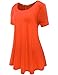 JollieLovin Women's Short Sleeve Loose Fit Flare Hem T Shirt Tunic Top (Orange, 3X)