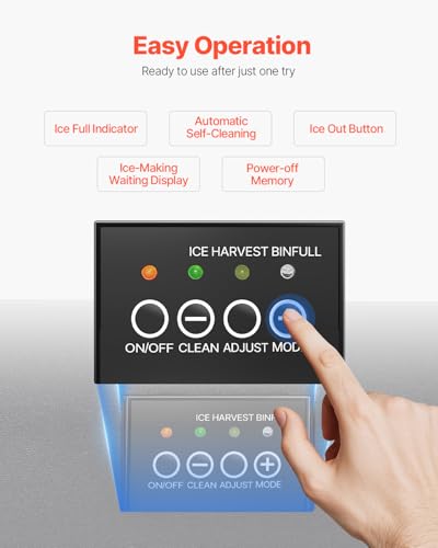 Image of VEVOR Under Counter Ice Maker Machine, 50 Lbs /Day Stainless Steel Built-in Ice Maker with Built in Drain Pump, Reversible Door, 22Lbs Storage, Freestanding Ice Makers for Commercial Home Kitchen