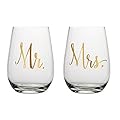 Slant Mr & Mrs Stemless Wine Glasses- Set of 2