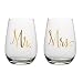 Slant Mr & Mrs Stemless Wine Glasses- Set of 2
