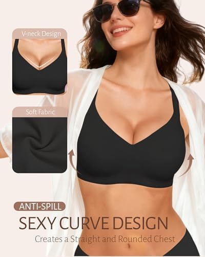 Gailife Womens Jelly Bra for Women Wireless Bras Seamless No Underwire Supportive Full Coverage T-Shirt Bra -New-Black-M — view 2