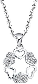 starchenie Heart Necklace 925 Sterling Silver Six Hearts Knot Pendant Necklace for Women