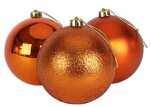 Christmas Concepts® 3-150mm (6") Extra Large Baubles - Shiny, Matte & Glitter Design - Christmas Decorations (Copper)