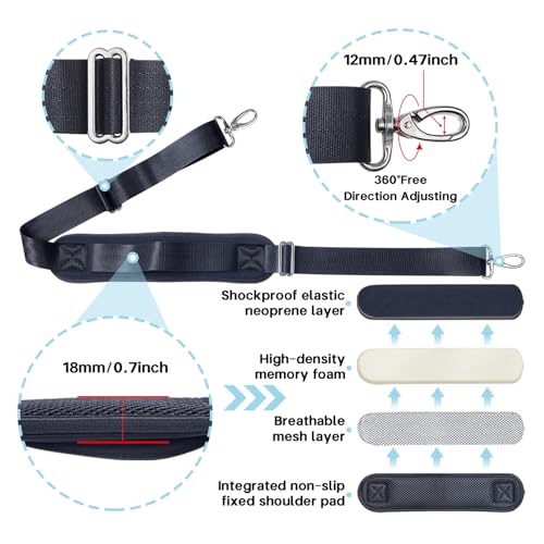 Image of Shoulder Strap for Bag Universal Replacement 58 inch /67 inch Fixed Padded Adjustable Buckle Heavy Duty Shoulder Strap