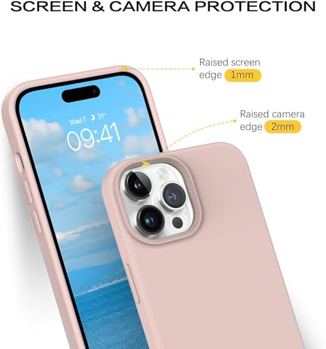 Image of Elzzi Microfiber Candy Case Compatible for iPhone 14 PRO, Shockproof Slim Back Cover Liquid Silicone Case (Pink)