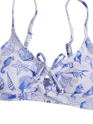Image of COZYEASE Girls' 2 Piece Ditsy Floral Print Knot Front Ruched Triangle Bikini Swimsuit
