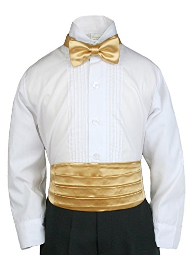 Classic Fashion Boy Suit Party Formal Wedding Colors Satin Cummerbund & Bow tie (5-7(24"-31"), Mustard)