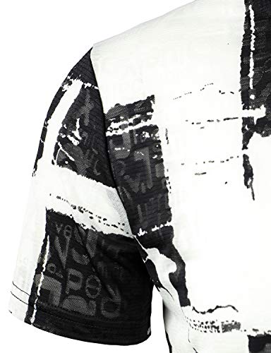 Atryone Mens Hipster Hip Hop T-Shirt Round Hemline Short Sleeve Tees Long Draop Tail Shirt White Small #TOP4