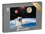 puzzleYOU: Puzzle 500 Teile „Der Astronaut gibt die Daumen hoch Mond und Mars im Weltraum Raumkonzept“