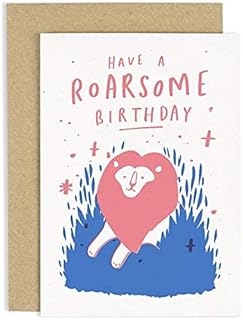 Old English Co. Birthday Card - A6 Roarsome Lion | Perfect for Friends or Family Members | Happy & Funny Adult Occasion Cards | Suitable for Men & Women | Blank Inside & Envelope Included