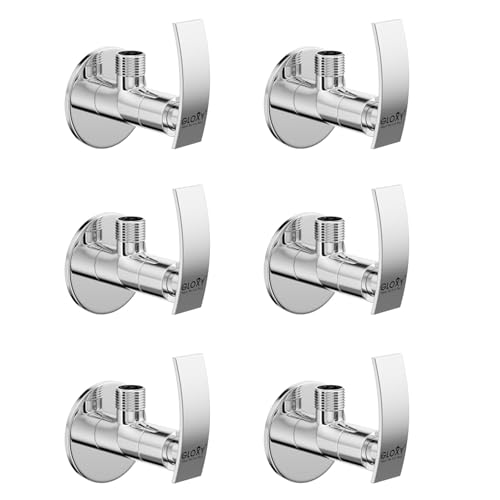 Image of GLOXY Premium Angle Valve for Bathroom with Delight Lever Combo Pack of 6 - One Way Angle Valve with Wall Flange - Angle Cock With Chrome Finish for Kitchen Sink, Bathroom & Wash Basin