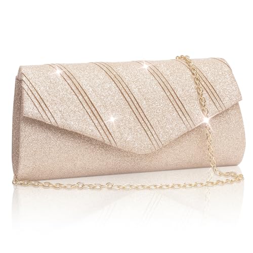 Larcenciel Women’s Evening Handbags, Glitter Envelope Clutch Purses, Formal Ladies bag for Date Night Out Party,8.7×4.3×2.4in