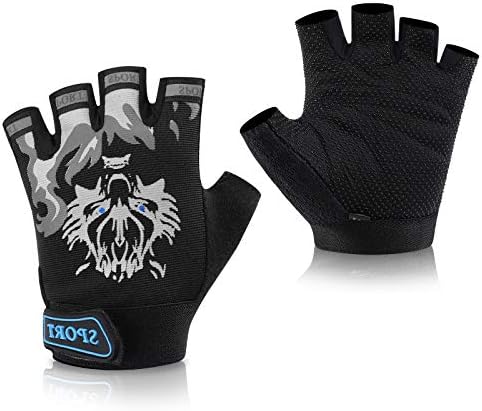 Accmor Kids Fishing Gloves, Kids Sport Gloves, Kids Cycling Gloves, Children Half Finger Gloves for Cycling Camping Fishing Parkour Outdoor Sports