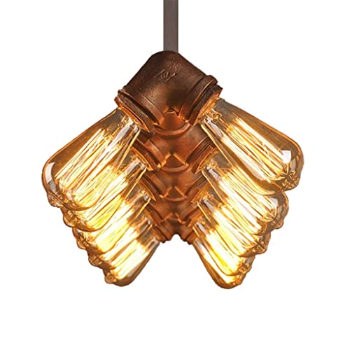 Lustre vintage E27 éclairage restaurant 10 têtes tuyau d'eau
