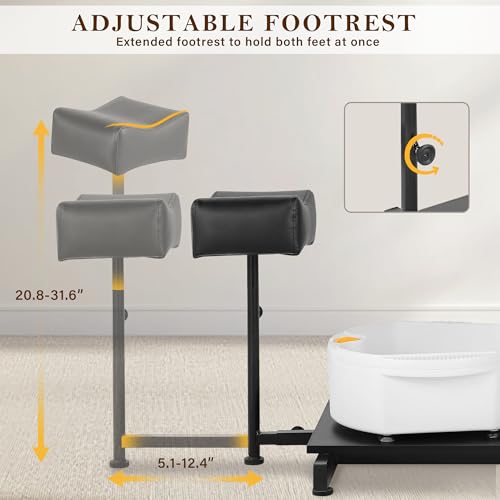 KIIUMI Pedicure Chair No Plumbing, Rclining Pedicure Nail Chair for Nail Tech Pedicure Station with Foot Massage Basin & Stool, Profesional 360 ° Swivel Foot Spa Hydraulic Adjustable Salon Equipment