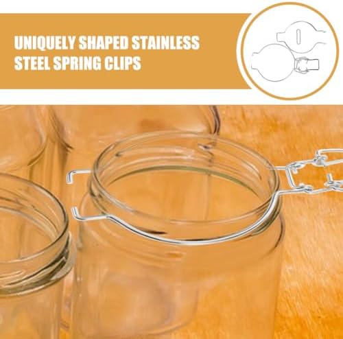 NUOBESTY 4 adet hava geçirmez paslanmaz çelik tel kilit, geniş ağızlı kavanozlar için, sızdırmaz yaylı kelepçe, kavanozları ve cam kapları kapatmak için, mutfak saklama için - Görsel 3